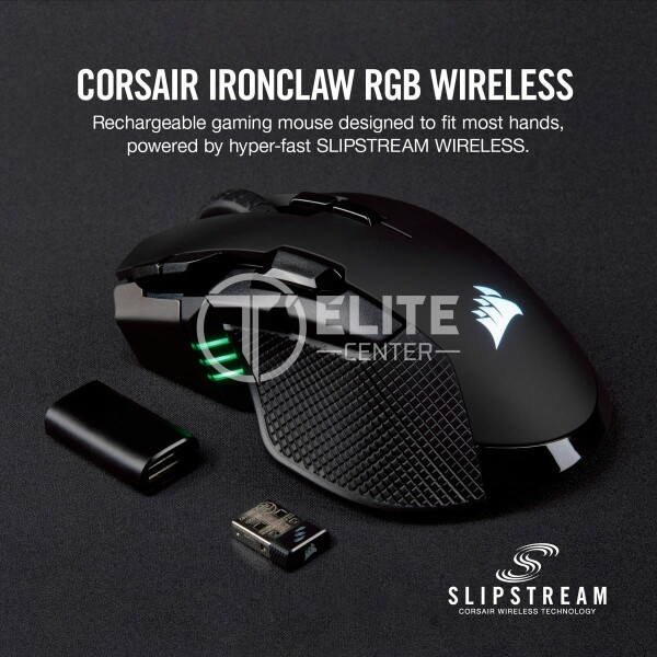 Mouse Gamer Corsair Ironclaw RGB Wireless, Slipstream Wireless Technology, 18000DPI, 10 Botones - en Elite Center