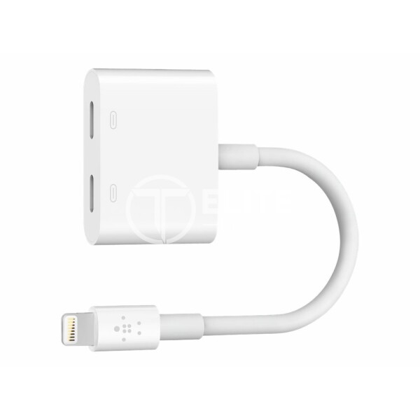 Belkin Lightning Audio + Charge RockStar - Cable de audio/carga - Lightning macho a Lightning hembra - 11.5 cm - para Apple iPad/iPhone/iPod (Lightning) - en Elite Center