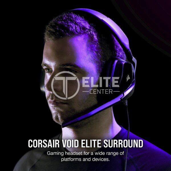 CORSAIR Gaming VOID ELITE SURROUND - Auricular - tamaño completo - cableado - USB, conector de 3,5 mm - carbón - en Elite Center