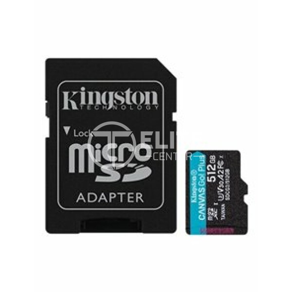 Kingston Canvas Go! Plus - Tarjeta de memoria flash (adaptador microSDXC a SD Incluido) - 512 GB - A2 / Video Class V30 / UHS-I U3 / Class10 - microSDXC UHS-I - en Elite Center