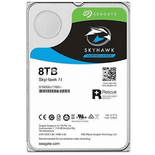 Seagate SkyHawk AI ST8000VE000 - Disco duro - 8 TB - interno - 3.5" - SATA 6Gb/s - 7200 rpm - búfer: 256 MB - en Elite Center