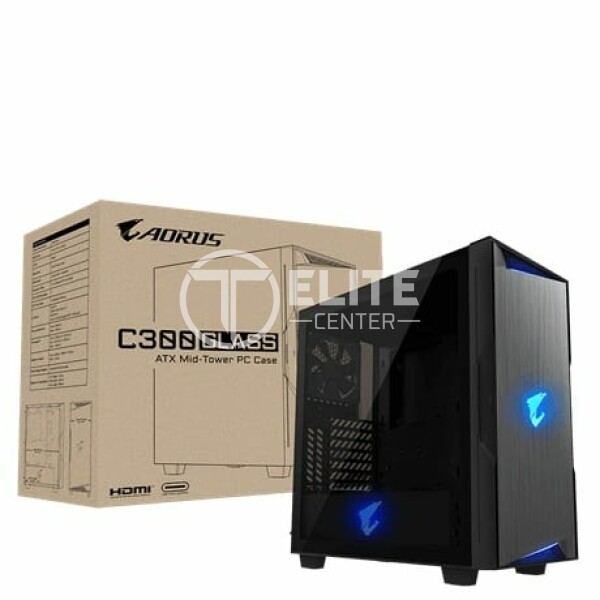 Gabinete Gamer Gigabyte Aorus C300 Glass GB-AC300G/ Ventana/ RGB/ MIDI-TOWER/ 120MM/ ATX/ USB 3.0/ Negro - en Elite Center
