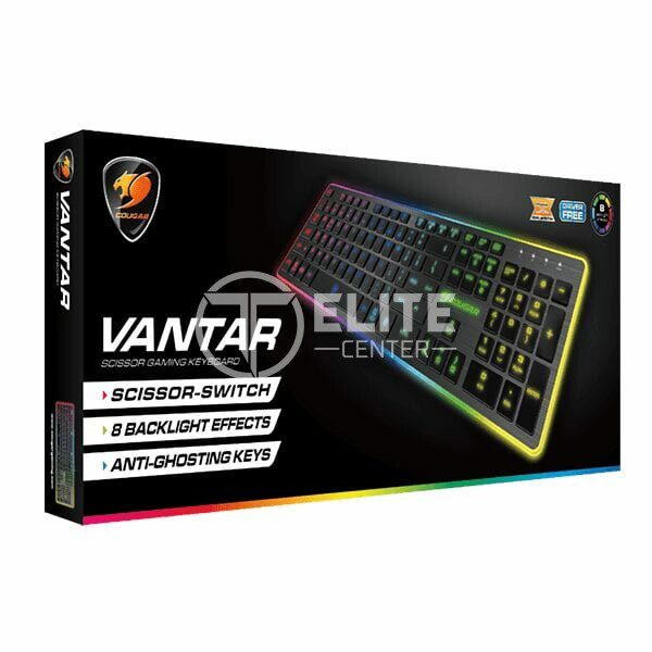 Teclado Gamer Cougar Vantar, Anti-Ghosting, Membrana, 8-Effect Customizable Backlight, Español - en Elite Center