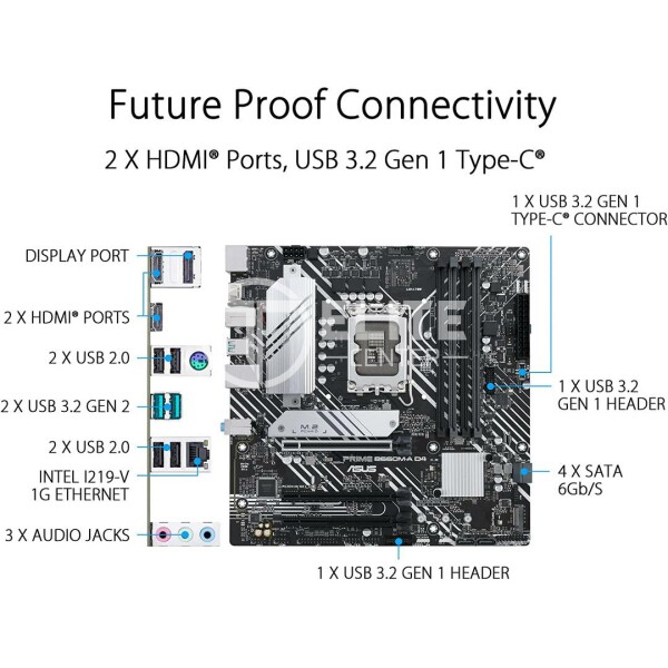 ASUS PRIME B660M-A D4 - Placa base - micro ATX - Socket LGA1700 - B660 Chipset - USB-C Gen1, USB 3.2 Gen 1, USB 3.2 Gen 2 - Gigabit LAN - Tarjeta gráfica (CPU necesaria) - HD Audio (8-canales) - en Elite Center