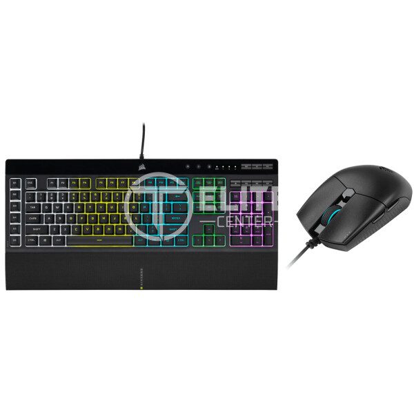 Kit Mouse+Teclado Corsair K55 RGB Pro+Katar Pro, 6 Botones, 16000DPI, Switch Rubber Dome - en Elite Center