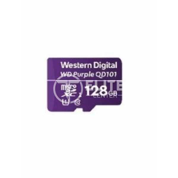 WD Purple SC QD101 WDD128G1P0C - Tarjeta de memoria flash - 128 GB - UHS-I U1 / Class10 - microSDXC UHS-I - púrpura - en Elite Center