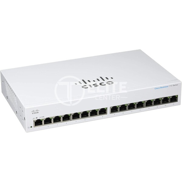 Cisco Business 110 Series 110-16T - Conmutador - sin gestionar - 16 x 10/100/1000 - sobremesa, montaje en rack, montaje en pared - en Elite Center