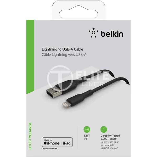 Belkin BOOST CHARGE - Cable Lightning - Lightning macho a USB macho - 1 m - negro - para Apple 10.5-inch iPad Pro; 12.9-inch iPad Pro (2nd generation); iPhone 11, 11 Pro, 11 Pro Max, 8, XR, XS, XS Max - en Elite Center