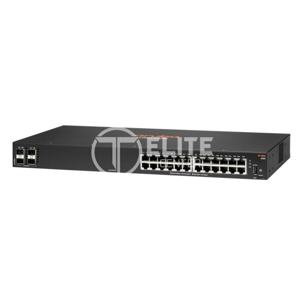 HPE Aruba 6100 24G 4SFP+ Switch - Conmutador - Gestionado - 24 x 10/100/1000 + 4 x 1 Gigabit / 10 Gigabit SFP+ - flujo de aire de lado a lado - montaje en rack - en Elite Center