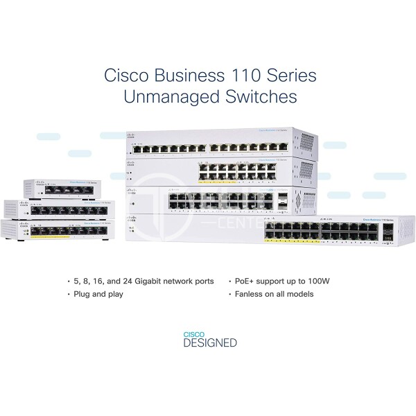 Cisco Business 110 Series 110-16T - Conmutador - sin gestionar - 16 x 10/100/1000 - sobremesa, montaje en rack, montaje en pared - en Elite Center