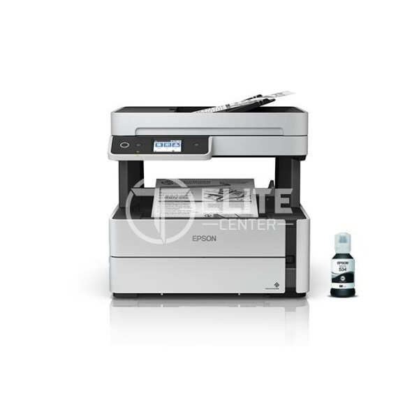 Epson M3170 - Impresora / Escáner / Copiadora - Chorro de tinta - Monocromo - Wi-Fi / USB 2.0 - A4 (210 x 297 mm) / A6 (105 x 148 mm) / Folio (216 x 330 mm) - Duplexador automático - en Elite Center