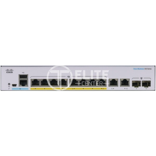 Cisco Business 350 Series 350-8P-E-2G - Conmutador - L3 - Gestionado - 8 x 10/100/1000 (PoE+) + 2 x SFP combinado - montaje en rack - PoE+ (67 W) - en Elite Center