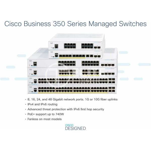 Cisco Business 350 Series 350-8P-E-2G - Conmutador - L3 - Gestionado - 8 x 10/100/1000 (PoE+) + 2 x SFP combinado - montaje en rack - PoE+ (67 W) - en Elite Center