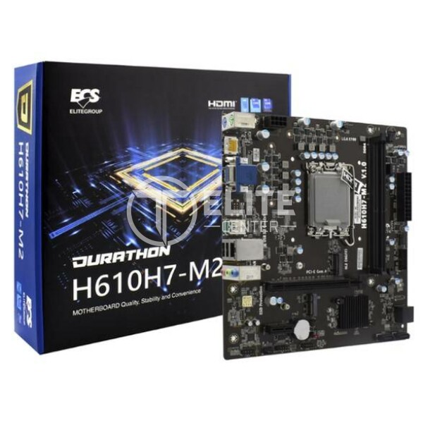 ECS - H610H7-M2 - Motherboard - Micro ATX - LGA1700 Socket - Intel H610 - para Core i3 / para Core i5 / para Core i7 / para Core i9 / para Celeron / para Pentium - en Elite Center