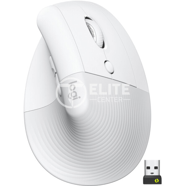Logitech Lift Vertical Ergonomic Mouse - Ratón vertical - ergonómico - 6 botones - inalámbrico - Bluetooth, 2.4 GHz - receptor de USB Logitech Logi Bolt - blanco hueso - en Elite Center